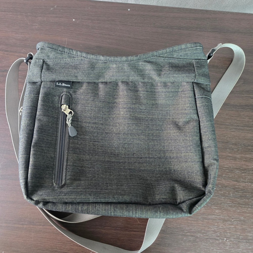 LL Bean Crossbody Bag Charcoal Gray Heathered Travel Messenger 300089